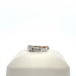 14k White Gold Engagement Ring with Cubic Zirconia Round Center