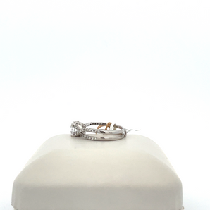 14k White Gold Engagement Ring with Cubic Zirconia Round Center