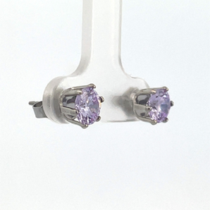 Sterling Silver 6MM Lavendar CZ Stud Earrings