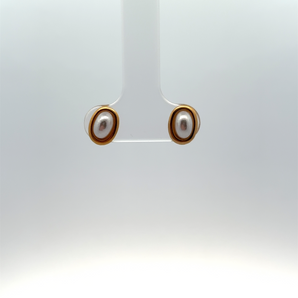 Gold Plated Simulated Pearl Stud Earrings