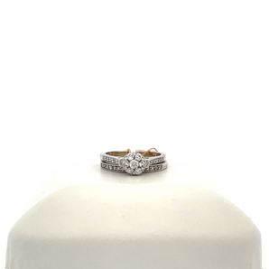 14k White Gold Engagement Ring and Band with Cluster Center
