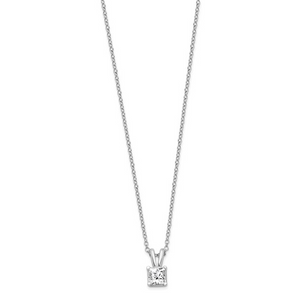 Sterling Silver Rhod-plated CZ Princess 16 in with 2in ext Necklace