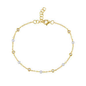 14 Karat Yellow Gold Pearl Bracelet