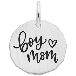 Sterling Silver New Boy Mom Charm