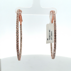 Sterling Silver Rose Gold Large Cubic Zirconia Hoop Earrings