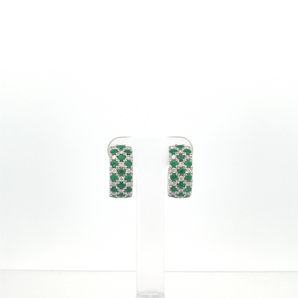 14k White Gold Emerald Hoop Earrings