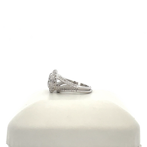 14k White Gold Engagement Ring with Oval Cluster Center