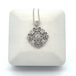 Sterling Silver Cluster Heart Necklace