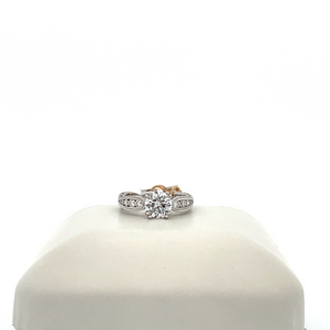 14k White Gold Engagement Ring with Cubic Zirconia Round Center