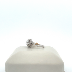 14k White Gold Engagement Ring with Cubic Zirconia Round Center