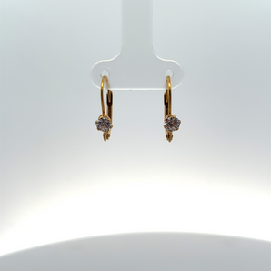 Gold Plated 4MM White CZ Leverback Earrings