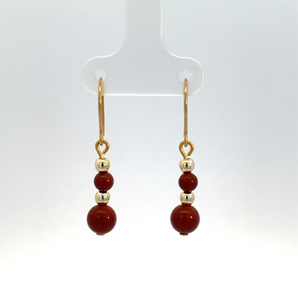 Gold Plated Red Jasper Drop Earrings