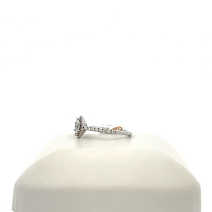 14k White Gold Engagement Ring with Marquise Center and Halo