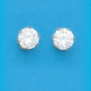 Gold Plated 6MM White CZ Stud Earrings