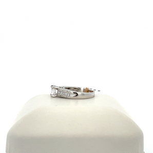 14k White Gold Engagement Ring with Cubic Zirconia Round Center
