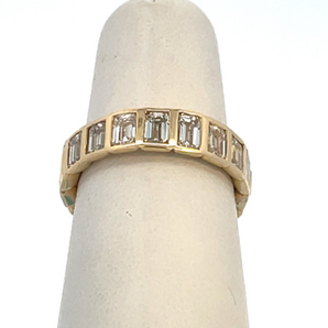 14K Yellow Gold Lab Grown Emerald Cut Bezel Band