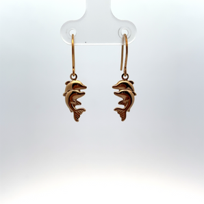Gold Plated Dolphins Fishhook Earrings