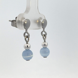 Sterling Silver 1/2B Optic Blue Dangling Earrings