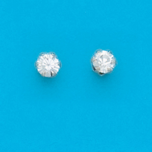 Sterling Silver 4MM April Stud Earrings