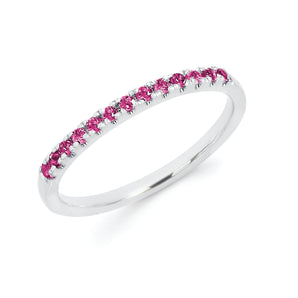 Pink Tourmaline Stackable Birthstone Band In 14KT White Gold