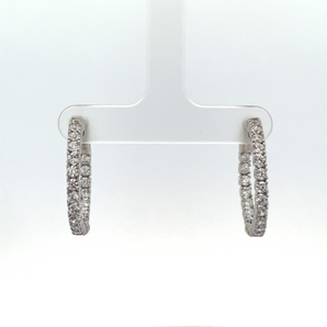 Sterling Silver Medium Cubic Zirconia Hoop Earrings