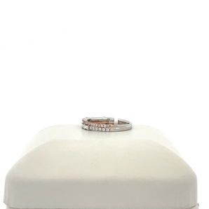 14k White and Rose Gold Band with .46ctw Round and Baguette Diamonds