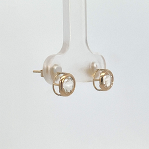 14K Yellow Gold White Topaz Stud Earrings