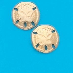 Gold Plateed Sand Dollar Stud Earrings