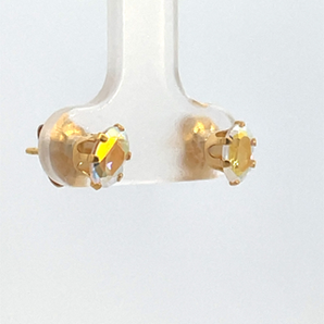 Gold Plated 6X4MM Mystic Topaz Stud Earrings