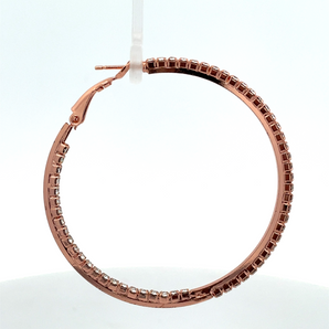 Sterling Silver Rose Gold Large Cubic Zirconia Hoop Earrings