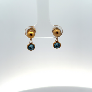 Gold Plated Light Blue Drop Earrings