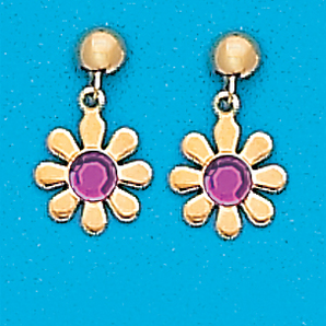Gold Plated February Daisy Drop Earrings