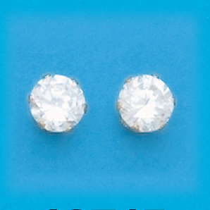 Gold Plated 7MM White CZ S Stud Earrings