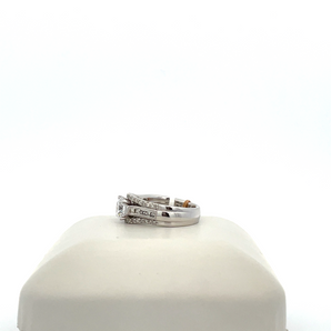 14k White Gold Engagement Ring with Cubic Zirconia Round Center