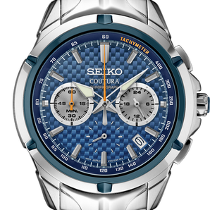 Silver SEIKO Watch with Blue Dial