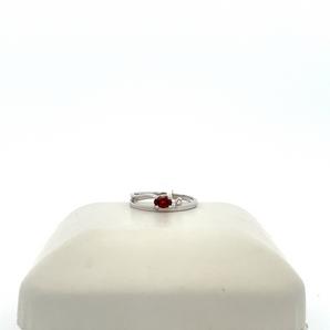 10k White Gold Birthstone Ring - Garnet