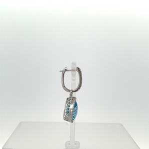 18k White Gold Blue Topaz Earrings