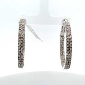 Sterling Silver Medium Cubic Zirconia Hoop Earrings