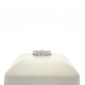 14k White Gold Engagement Ring with Cubic Zirconia Round Center