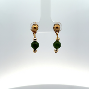 Yellow Jade Bead Sterling Silver Drop Earrings