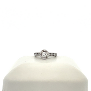 14k White Gold Engagement Ring with Round Center and Halo