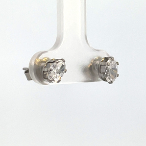 Sterling Silver 6X4MM Oval CZ Stud Earrings