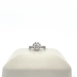 14k White Gold Engagement Ring with Cubic Zirconia Round Center