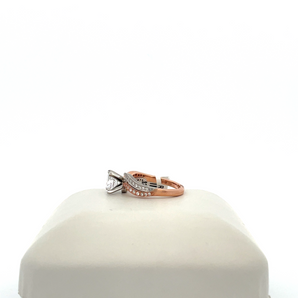 14k White and Rose Gold Engagement Ring with Cubic Zirconia Round Center
