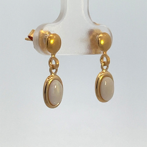 Yellow Plated Genuine Opal Drop Earrings
