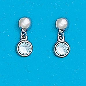 Sterling Silver April Crystal Drop Earrings