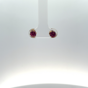 Gold Plated 5MM Pink Sapphire Stud Earrings