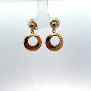 Gold Plated Dangling Bead Circle Earrings