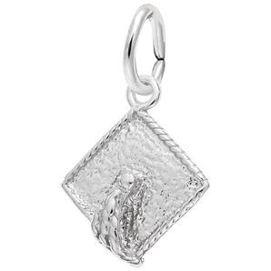 Sterling Silver Graduation Cap Accent Charm