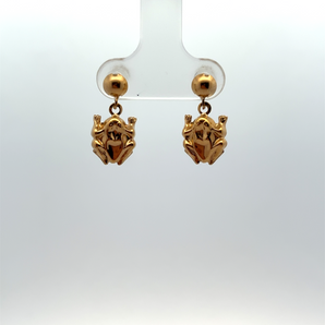 Gold Plated Frog Drangling Earrings
